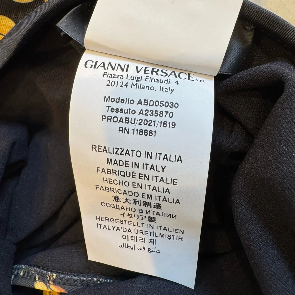 Versace Black and Gold One Piece Swimsuit with Baroque Design - Picture 4 of 13